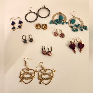 Chevron Harry Potter Chain Beaded Heart Dangle Hoop Variety Earring Bundle